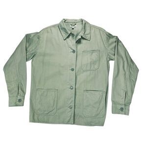 Topshop Shirt Jacket Womens Medium Green Relax Fit Army Style Utility Shacket